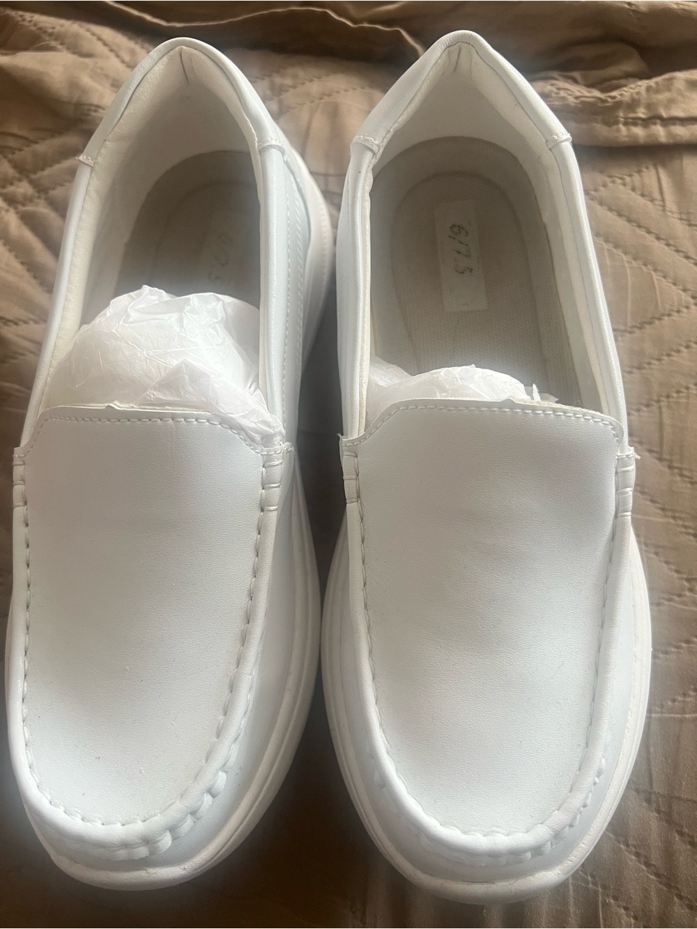 Women’s White Slip-On Moccasin Loafers